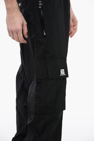 Nylon Cargo Track Pants with Elastic Cuffs