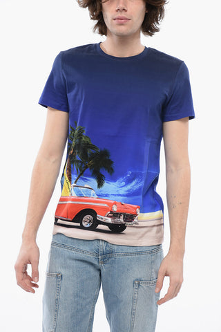 Printed Cotton BEACH DAY Crew Neck T-Shirt