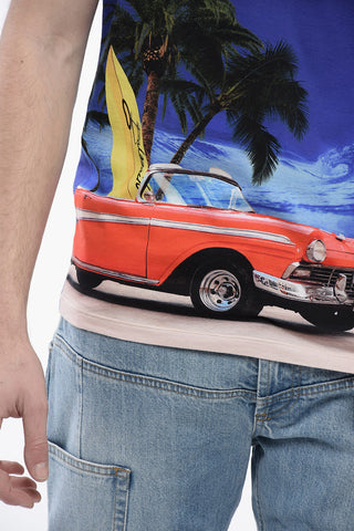 Printed Cotton BEACH DAY Crew Neck T-Shirt