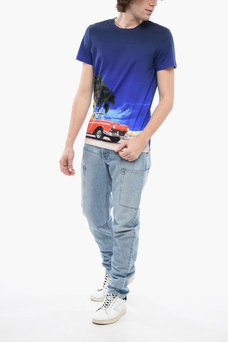 Printed Cotton BEACH DAY Crew Neck T-Shirt
