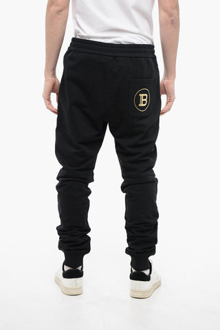 Cotton Biker Sweatpants with Lamè Print