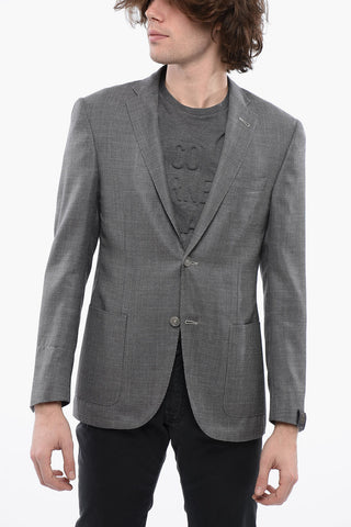 Unlined Silk Embroidery Two Buttons Blazer