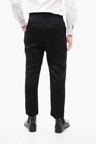 Hose mit einer Falte aus Jacquard-Viscose mit Monogramm-Muster