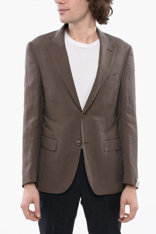 Linen Blend Unlind Blazer with Flap Pocket