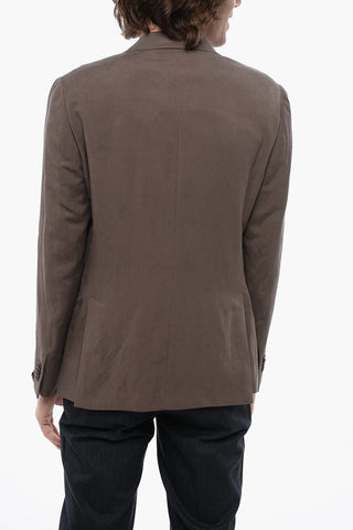 Linen Blend Unlind Blazer with Flap Pocket