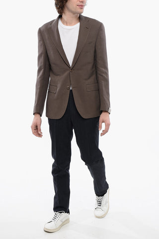 Linen Blend Unlind Blazer with Flap Pocket