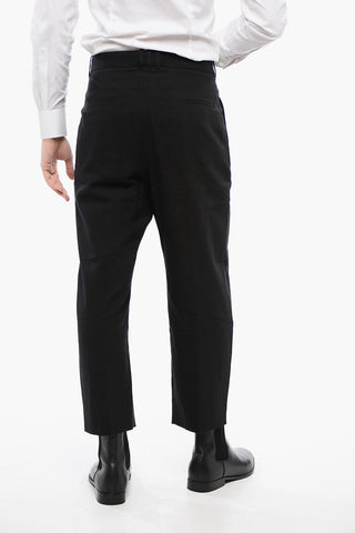 Single-pleated Cotton Blend Tapered Fit Pants