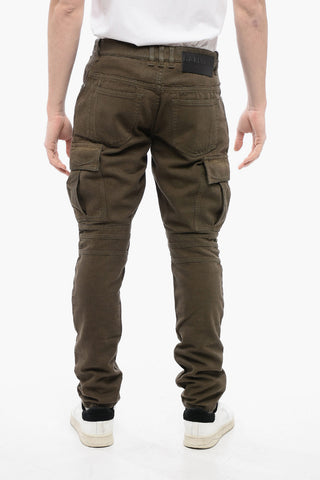 Denim Cargo Pants with Biker Details