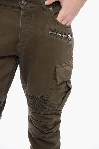 Denim Cargo Pants with Biker Details