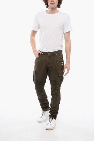 Denim Cargo Pants with Biker Details