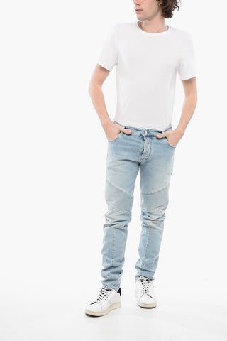 Biker-Jeans Tapered Fit Mit Heller Waschung 16cm