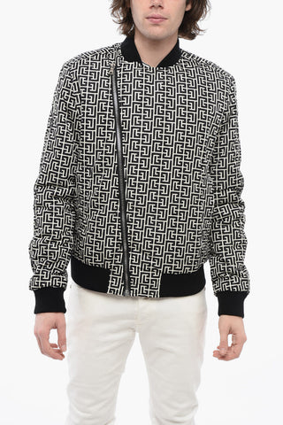 Bomber Imbottito con Motivo Monogram e Zip Decentrata