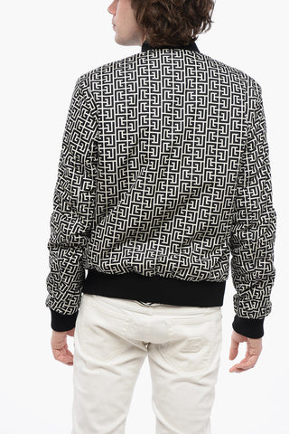 Bomber Imbottito con Motivo Monogram e Zip Decentrata