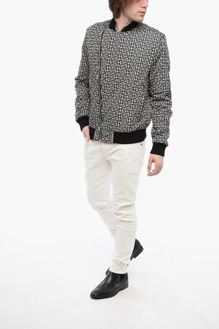 Bomber Imbottito con Motivo Monogram e Zip Decentrata