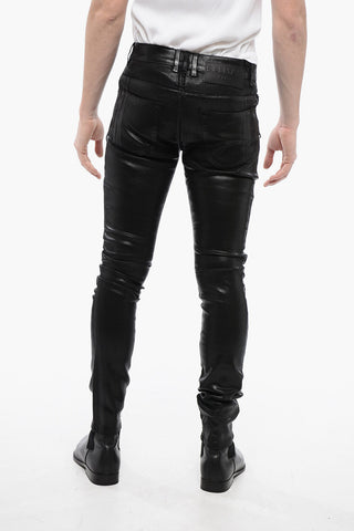 Coated Cotton Slim Fit Biker Denims 14cm