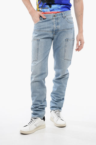 Jeans Cargo Regular Fit in Denim Lavaggio Chiaro 18cm