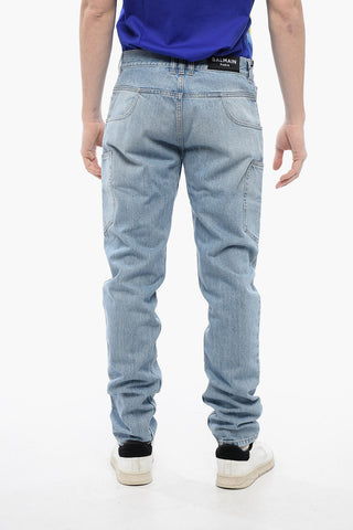 Jeans Cargo Regular Fit in Denim Lavaggio Chiaro 18cm