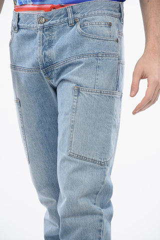 Jeans Cargo Regular Fit in Denim Lavaggio Chiaro 18cm