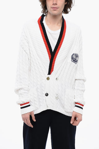 Double-breasted Cable Knit Cotton Cardigan