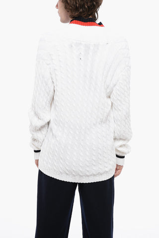 Double-breasted Cable Knit Cotton Cardigan
