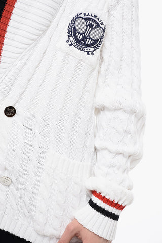 Double-breasted Cable Knit Cotton Cardigan