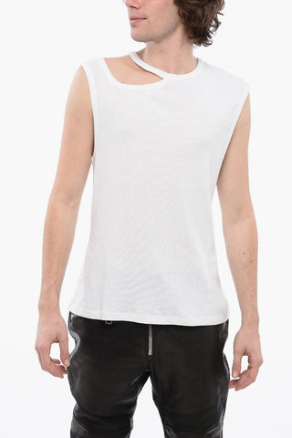 Ribbed Cotton Tank Top with Cut-out