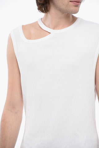 Ribbed Cotton Tank Top with Cut-out