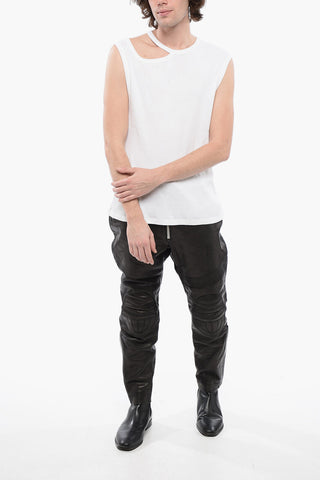 Ribbed Cotton Tank Top with Cut-out