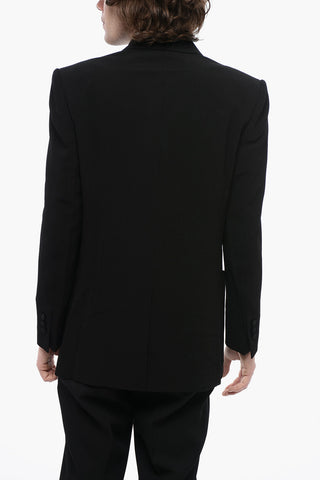 Double-breasted Viscose Blazer with Studded Peak Lapel