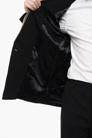 Double-breasted Viscose Blazer with Studded Peak Lapel