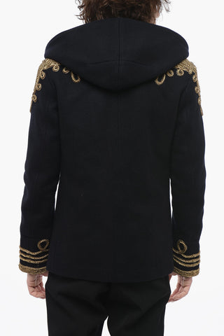 Wool Blend BRANDEBOURG SPENCER Coat with Hood