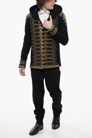 Wool Blend BRANDEBOURG SPENCER Coat with Hood