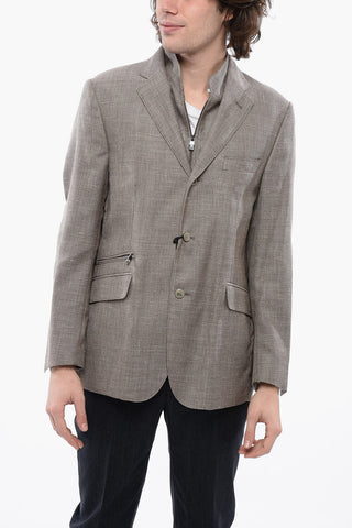 Blazer a Quadri con Chest-Piece Removibile