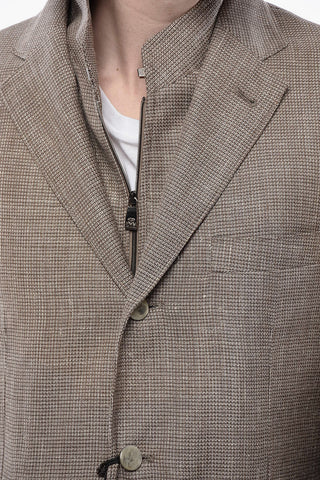 Blazer a Quadri con Chest-Piece Removibile