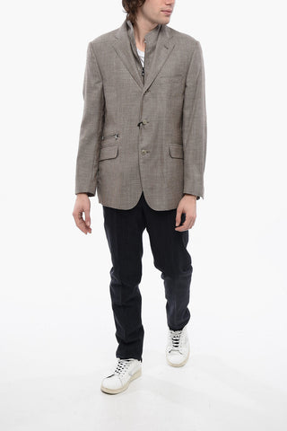 Blazer a Quadri con Chest-Piece Removibile