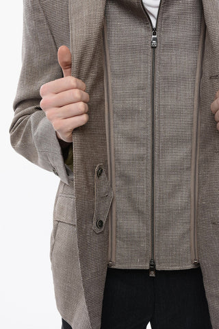 Blazer a Quadri con Chest-Piece Removibile