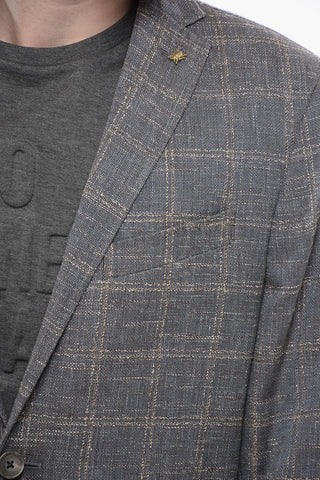 Cotton Blazer with Textured Check Motif