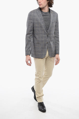 Cotton Blazer with Textured Check Motif