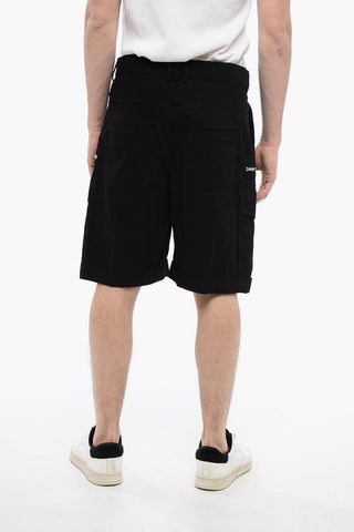 Shorts Cargo ad 1 Pince in Misto Cotone con Passanti