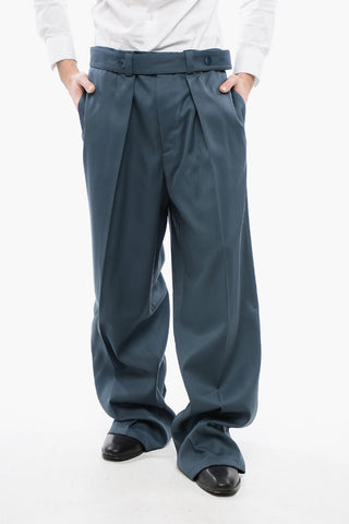 Straight-Leg-Hose aus Schurwolle mit Gürtel