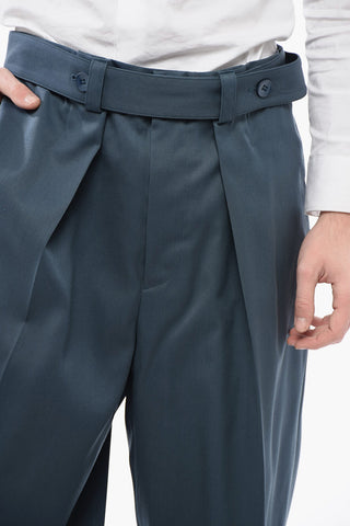 Straight-Leg-Hose aus Schurwolle mit Gürtel