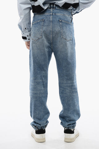 5-Pocketed Low-Crotch Denims with Elastic Cuffs