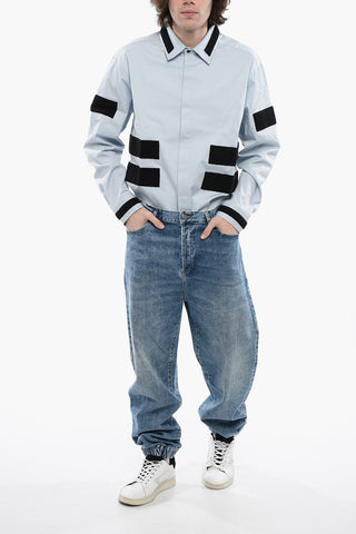 5-Pocketed Low-Crotch Denims with Elastic Cuffs