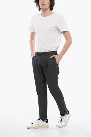 CC COLLECTION Cotton-blended Pants with Turn-up Hems