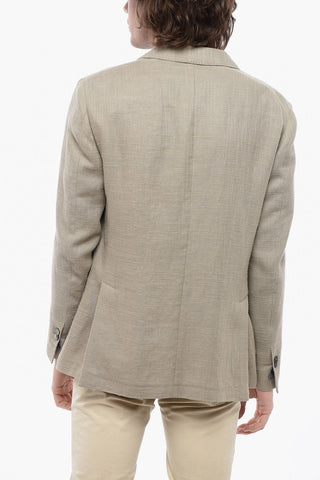 ID Blazer Sfoderato in Misto Lino con Tasche a Toppa