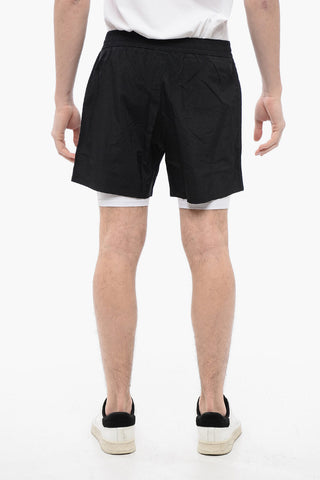 Double-layered Running Shorts with Side Logoed Bands