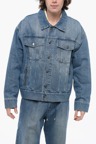 BALMAIN X POKEMON Denim Jacket with Logoed Buttons