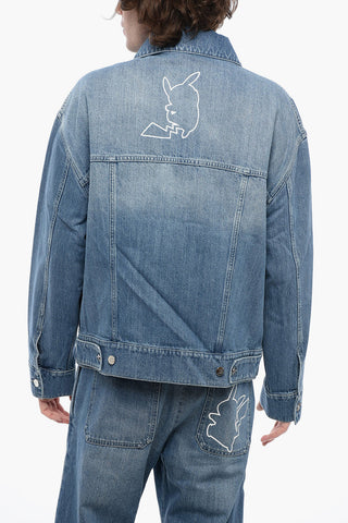 BALMAIN X POKEMON Denim Jacket with Logoed Buttons
