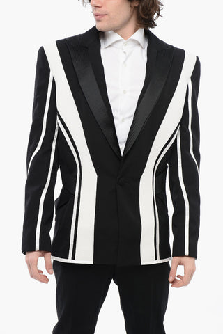 Blazer in Multitessuto con Dettaglio Tape