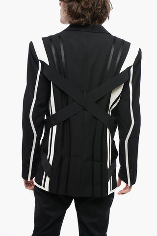 Blazer in Multitessuto con Dettaglio Tape
